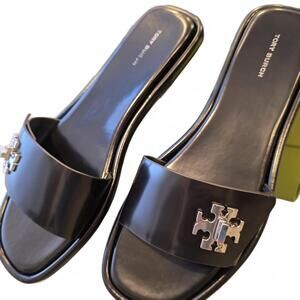 Tory Burch Turnlock Slide in Perfect Black Women's Sz 10 New in Box